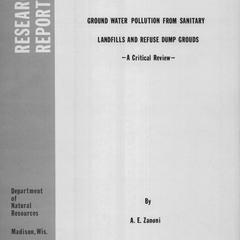 Ground water pollution from sanitary landfills and refuse dump grou[n]ds : a critical review