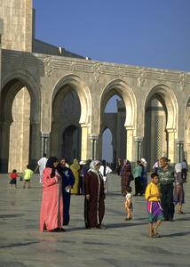 Families Visiting Hassan II Mosque in Casablanca Completed in 1993
