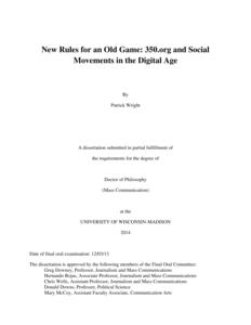 New Rules for an Old Game: 350.org and Social Movements in the Digital Age