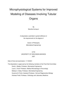 Microphysiological Systems for Improved Modeling of Diseases Involving Tubular Organs 
