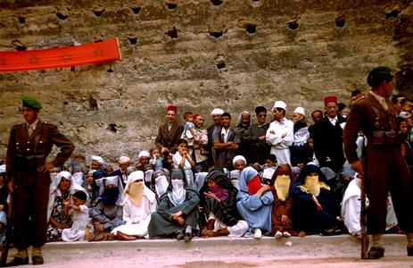 Spectators at Royal Procession of Muhammad V in Fez