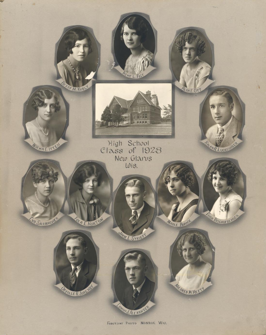 ‎1928 New Glarus High School graduating class UWDC UWMadison Libraries