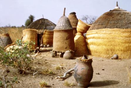Fences Made of Reed and Mud Clay Granaries in Northern Nigeria