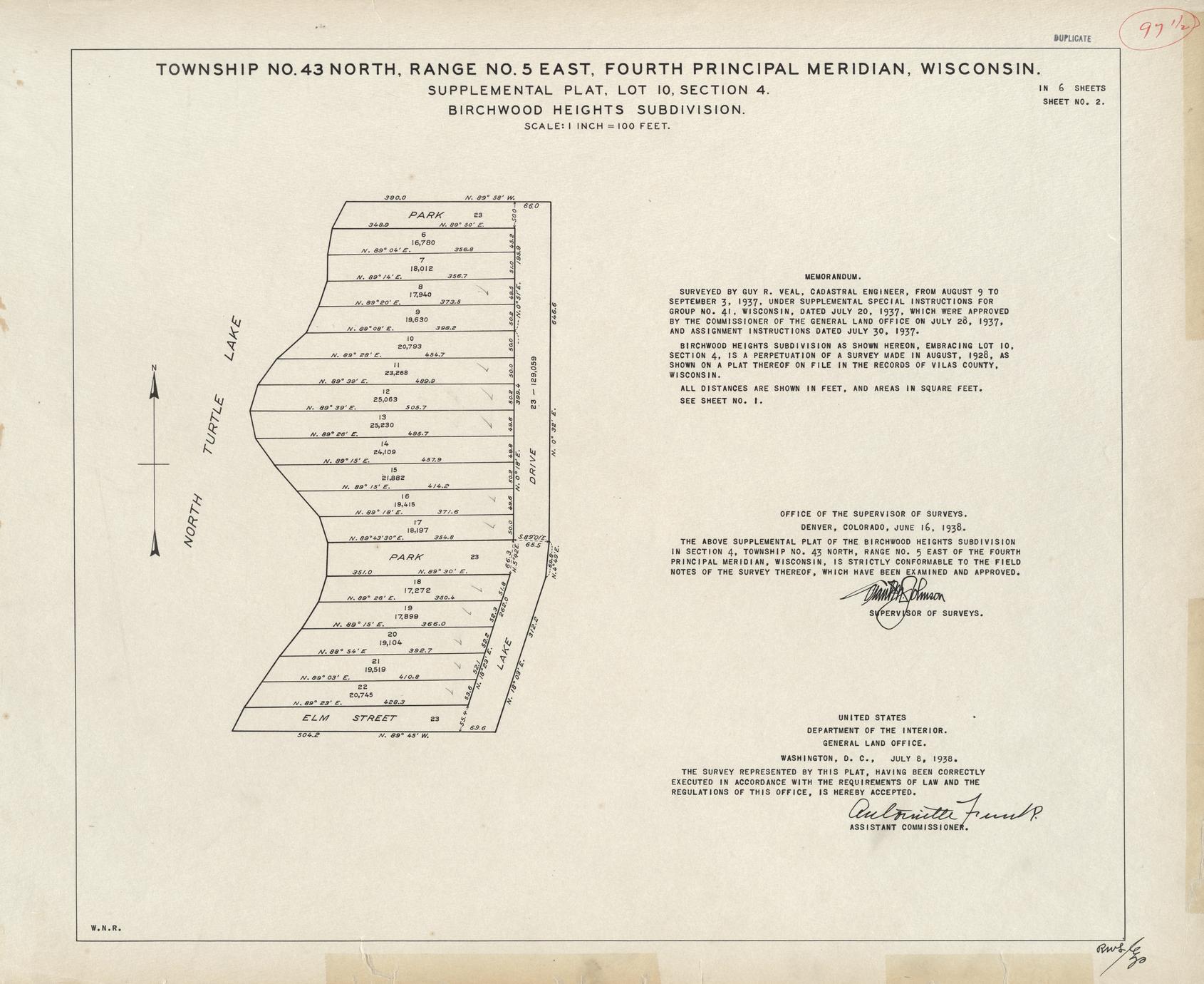 [Public Land Survey System map: Wisconsin Township 43 North, Range 05 East]