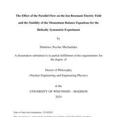 The Effect of the Parallel Flow on the Ion Resonant Electric Field and the Stability of the Momentum Balance Equations for the Helically Symmetric Experiment