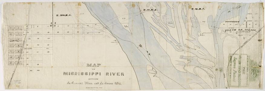 Map of Mississippi River between La Crescent, Minnesota and La Crosse, Wisconsin