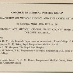 Colchester Medical Physics Group advertisement