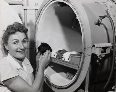 Gertrude Ableiter with guinea pigs