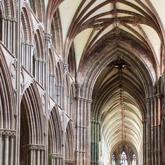 Lichfield Cathedral interior nave view from the west