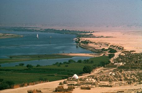 Landscape and Nile River near Aswan
