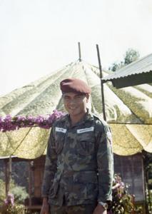 A military instructor from Nam Tang awaits the visit of General Phasouk in Attapu Province