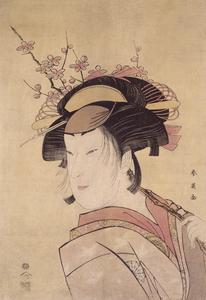 Bust Portrait of the Actor Nakamura Noshio II Holding a Plum Branch