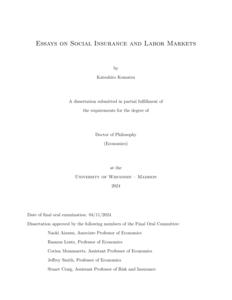 Essays on Social Insurance and Labor Markets