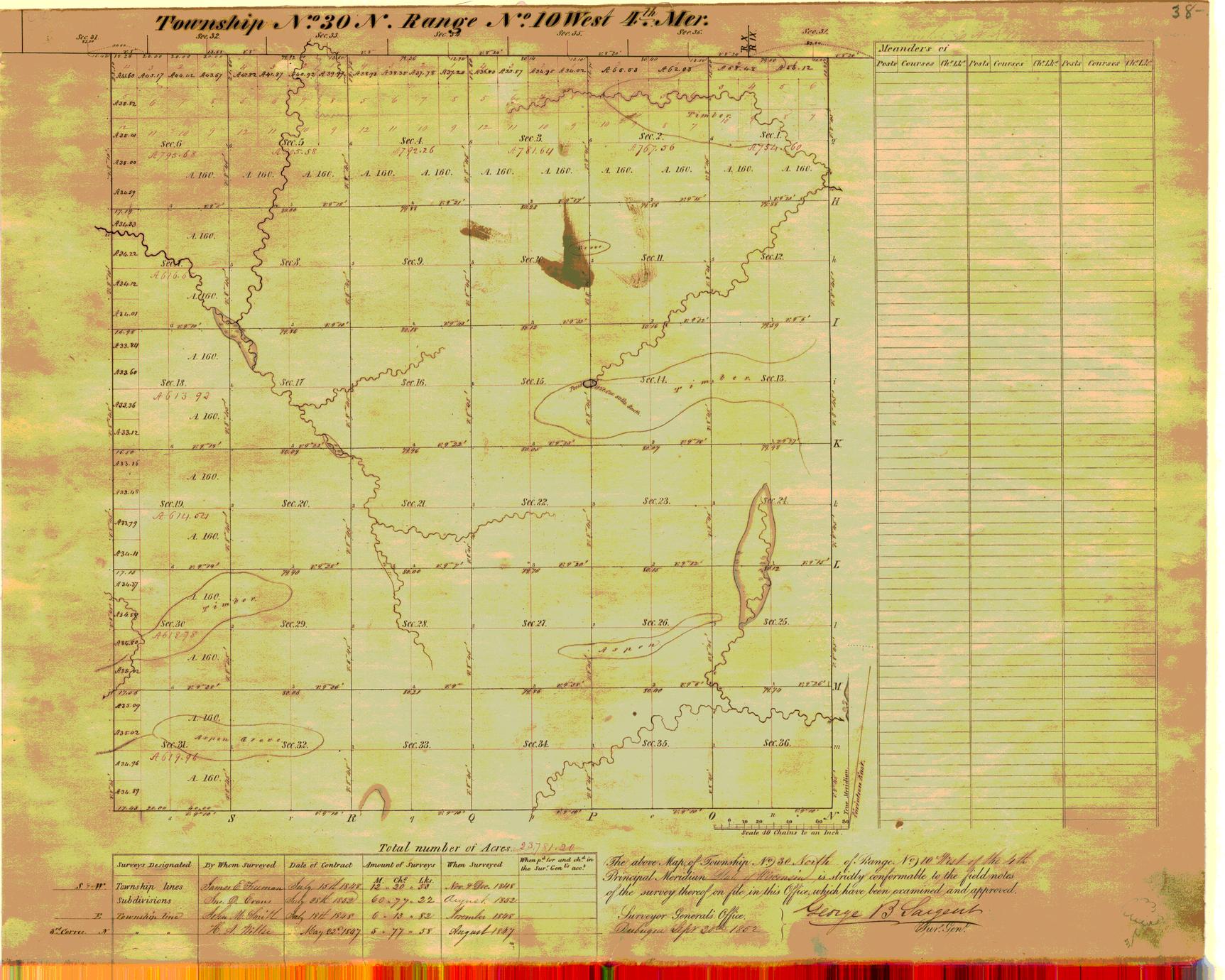 [Public Land Survey System map: Wisconsin Township 30 North, Range 10 West]