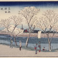The Embankment of the Sumida River in the Eastern Capital, no. 27 from the series Thirty-six Views of Mt. Fuji