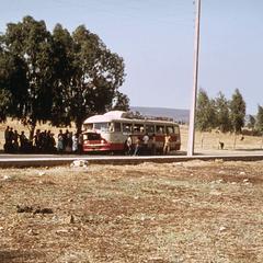 Bus Picking up Passengers in the Countryside