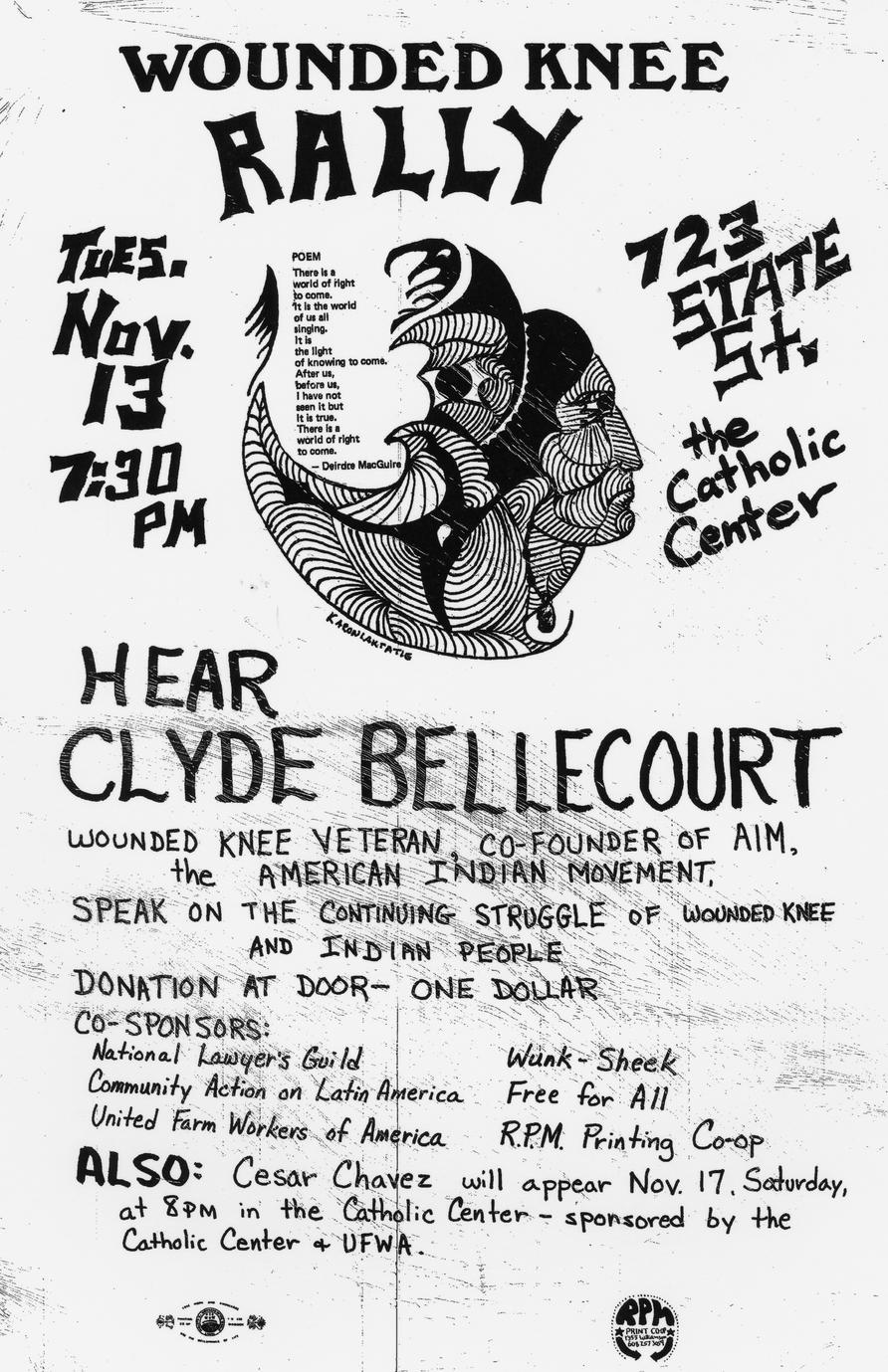 Flyer for Wounded Knee rally