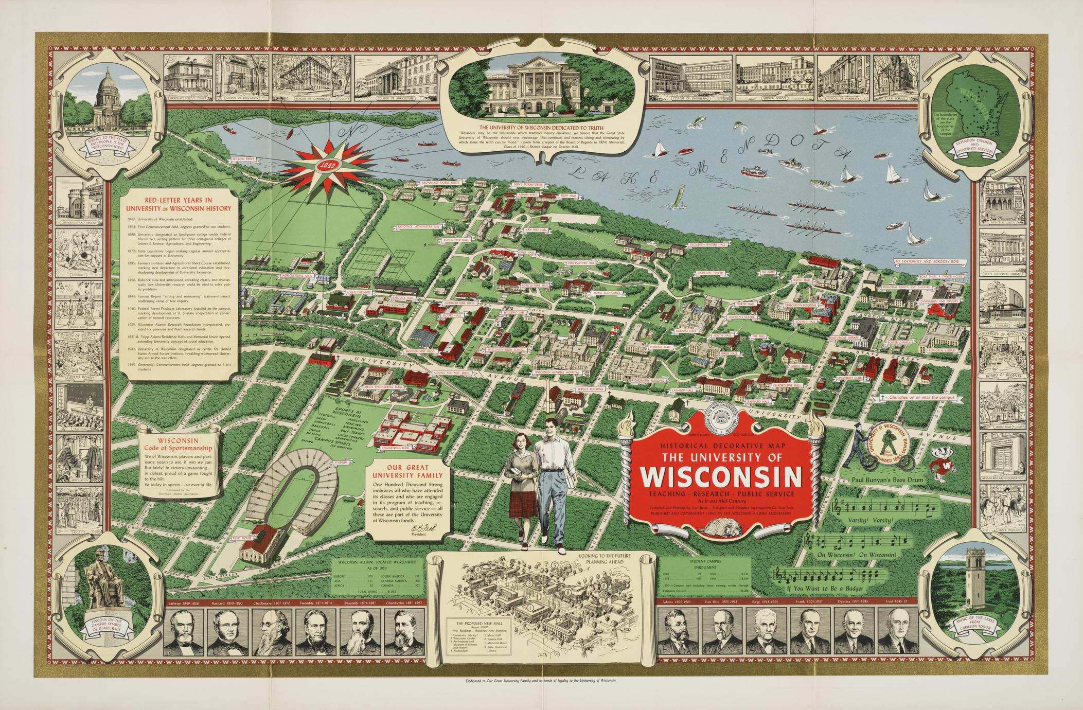 U Of W Map Map, Uw-Madison, 1951 - Uwdc - Uw-Madison Libraries