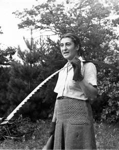 Estella Bergere Leopold with cross-cut saw