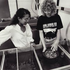 Nancy Rafetto in the aquaculture lab