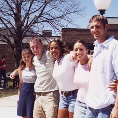 Students gathered in courtyard