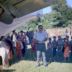 Pilot Robert Wofford with villagers