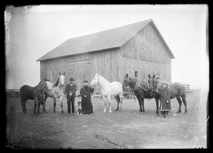 Barn and family with horses