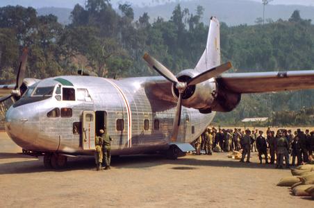 Air America C-123 with troops at Long Tieng