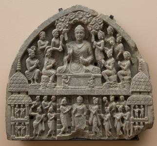 Fragment of a Relief with the Buddha's Descent from the Trāyastriṃśa Heaven