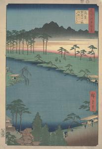 The Juniso, or Twelve Kumano Shrines, at Tsunohazu, no. 64 from the series One-hundred Views of Famous Places in Edo