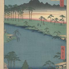 The Juniso, or Twelve Kumano Shrines, at Tsunohazu, no. 64 from the series One-hundred Views of Famous Places in Edo