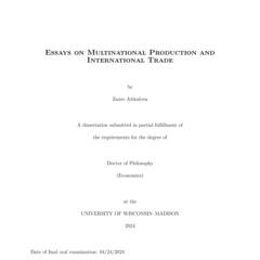 Essays on Multinational Production and International Trade