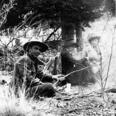 Aldo, Estella, and Gros-Oma by campfire
