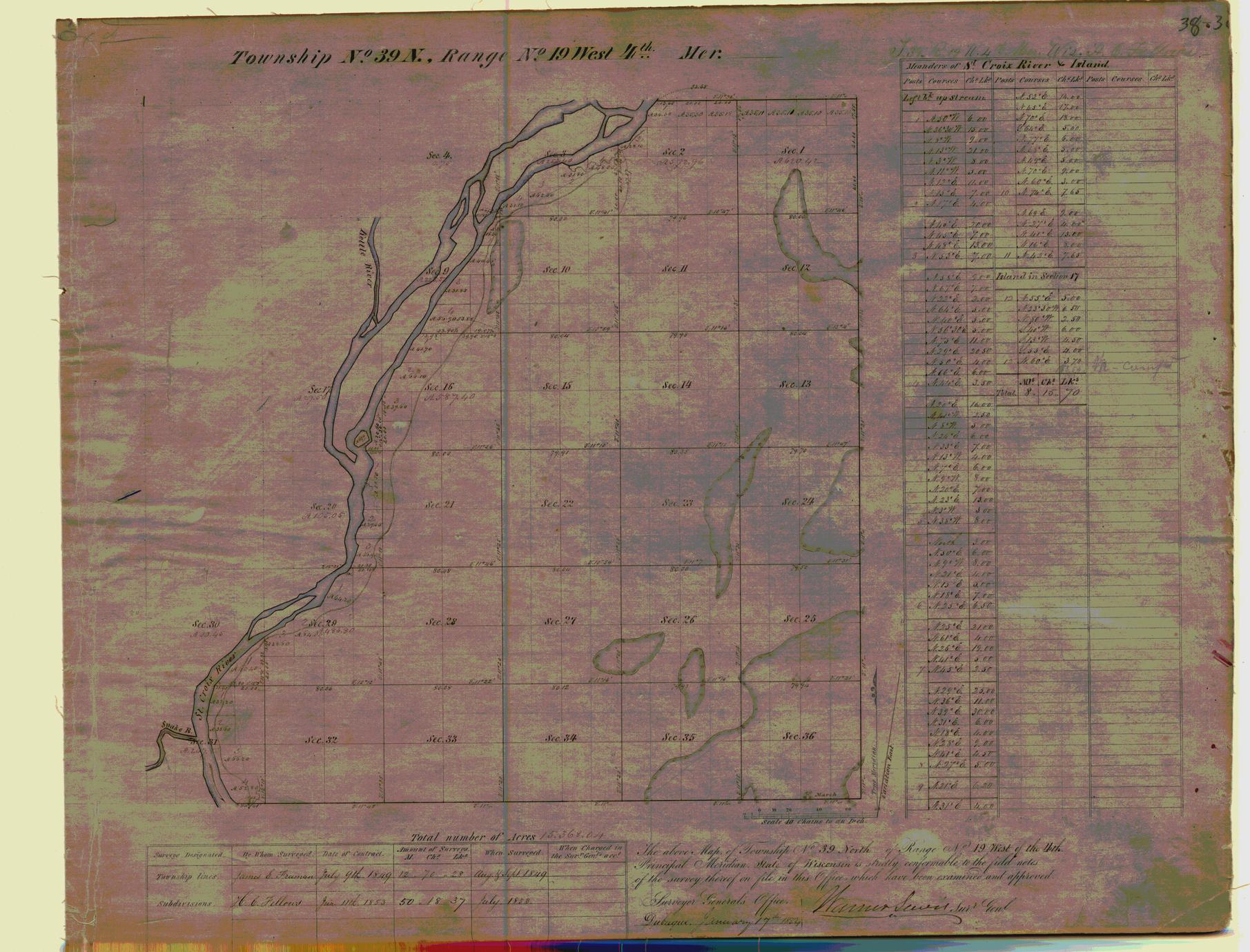 [Public Land Survey System map: Wisconsin Township 39 North, Range 19 West]