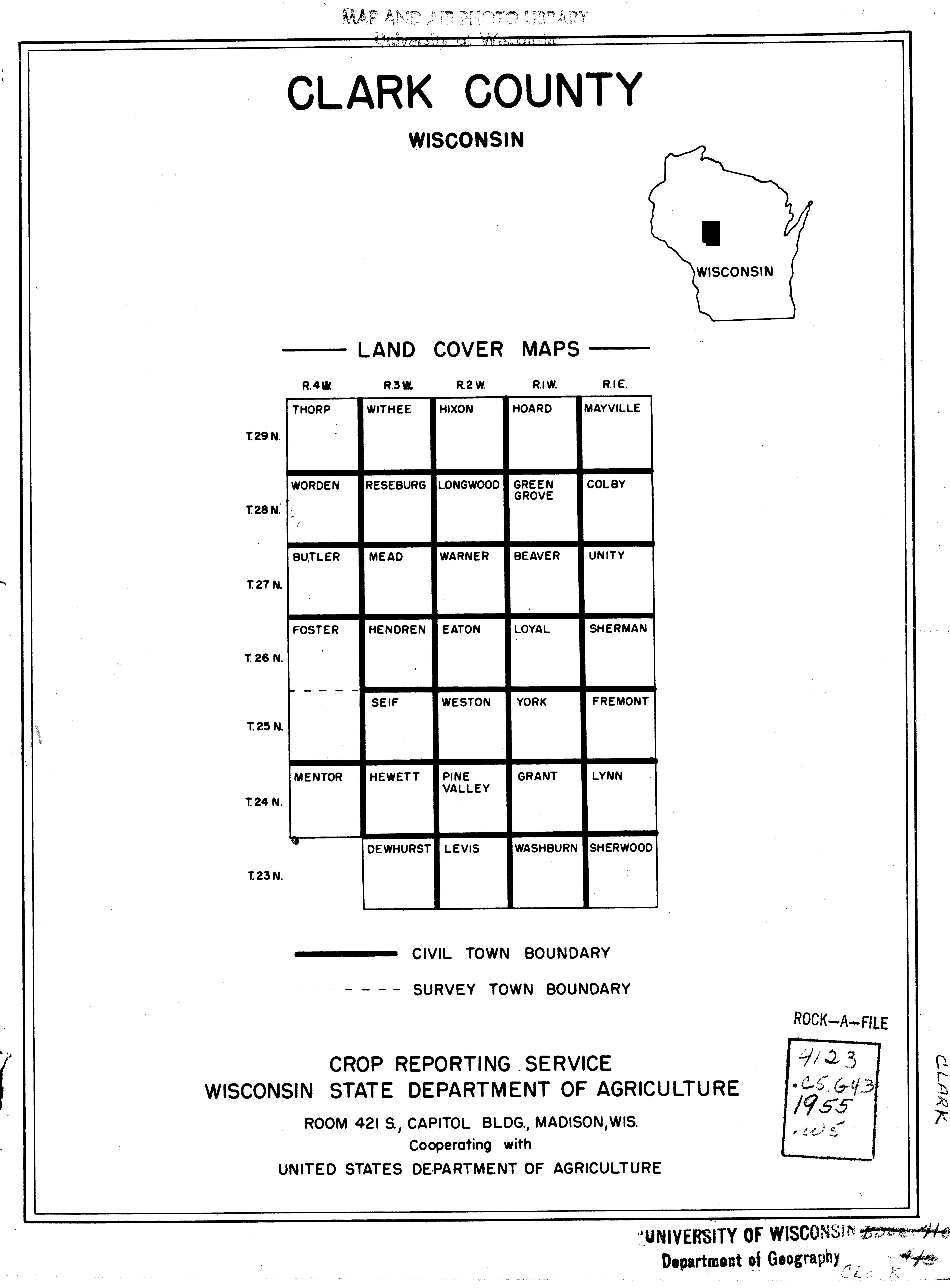‎Clark County, Wisconsin, land cover maps UWDC UWMadison Libraries
