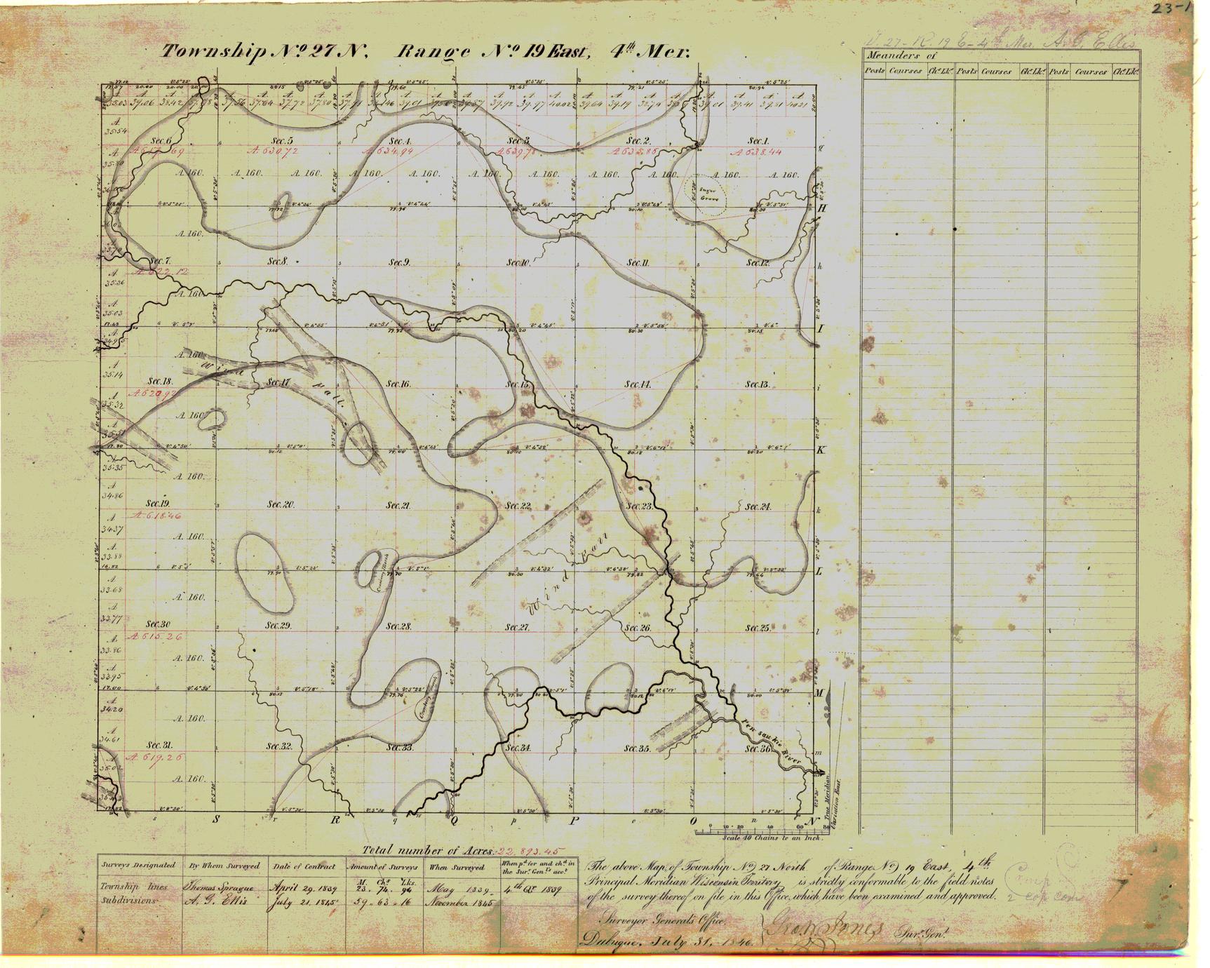 [Public Land Survey System map: Wisconsin Township 27 North, Range 19 East]