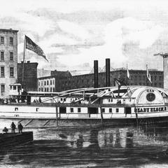 A lithograph from Frank Leslie's Illustrated Newspaper of the Lady Elgin docked
