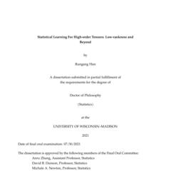 Statistical Learning For High-order Tensors: Low-rankness and Beyond