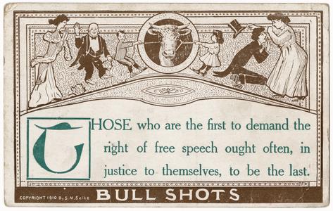 Bull shots, suffrage postcard