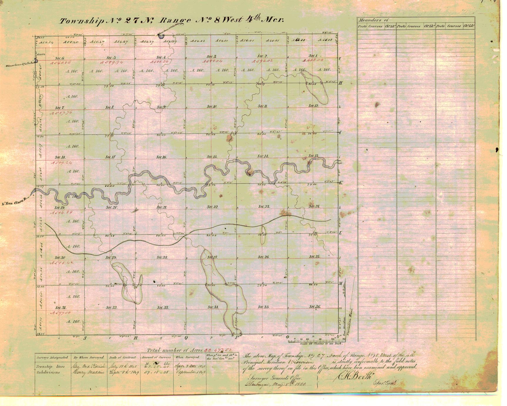 [Public Land Survey System map: Wisconsin Township 27 North, Range 08 West]