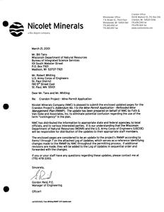 Addendum no. 1 to the Mine permit application : reflooded mine management plan : scope ID : 00C002