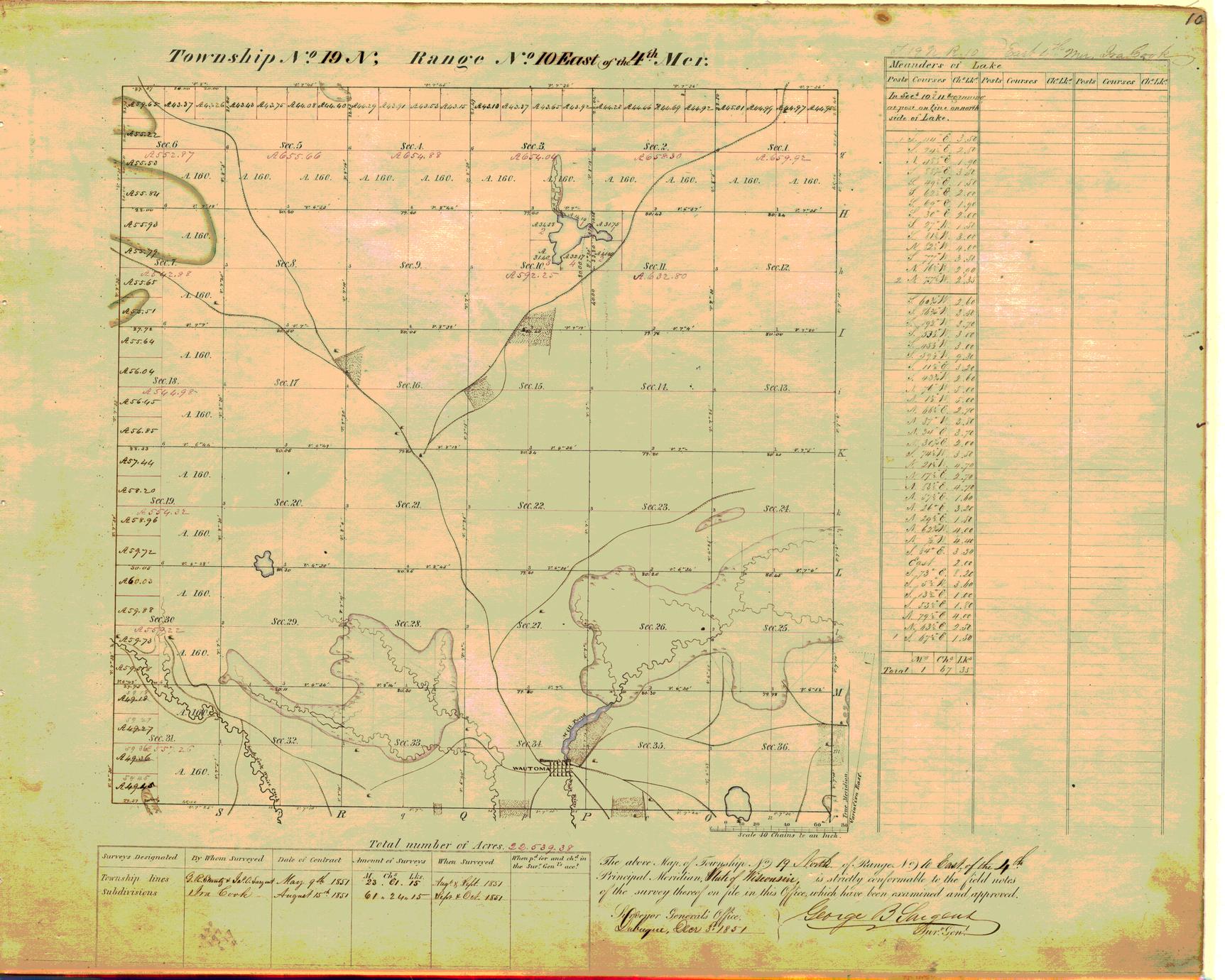 [Public Land Survey System map: Wisconsin Township 19 North, Range 10 East]
