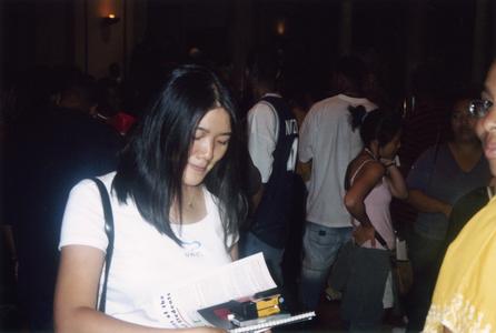 Student collecting information at 2003 MCOR