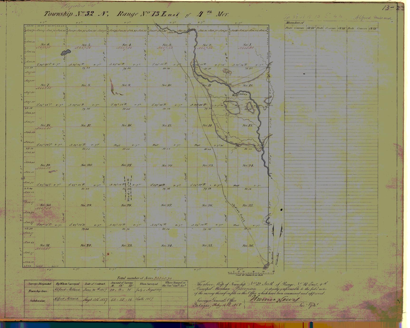 [Public Land Survey System map: Wisconsin Township 32 North, Range 13 East]
