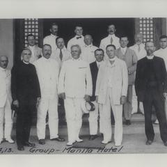 Group of men at the Manila Hotel, Manila, 1913