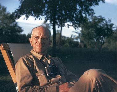 Aldo Leopold with binoculars