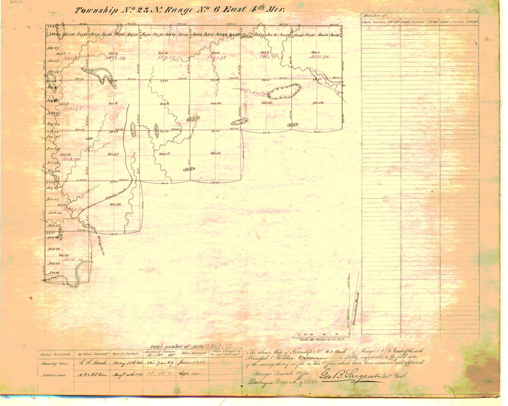 [Public Land Survey System map: Wisconsin Township 23 North, Range 06 East]