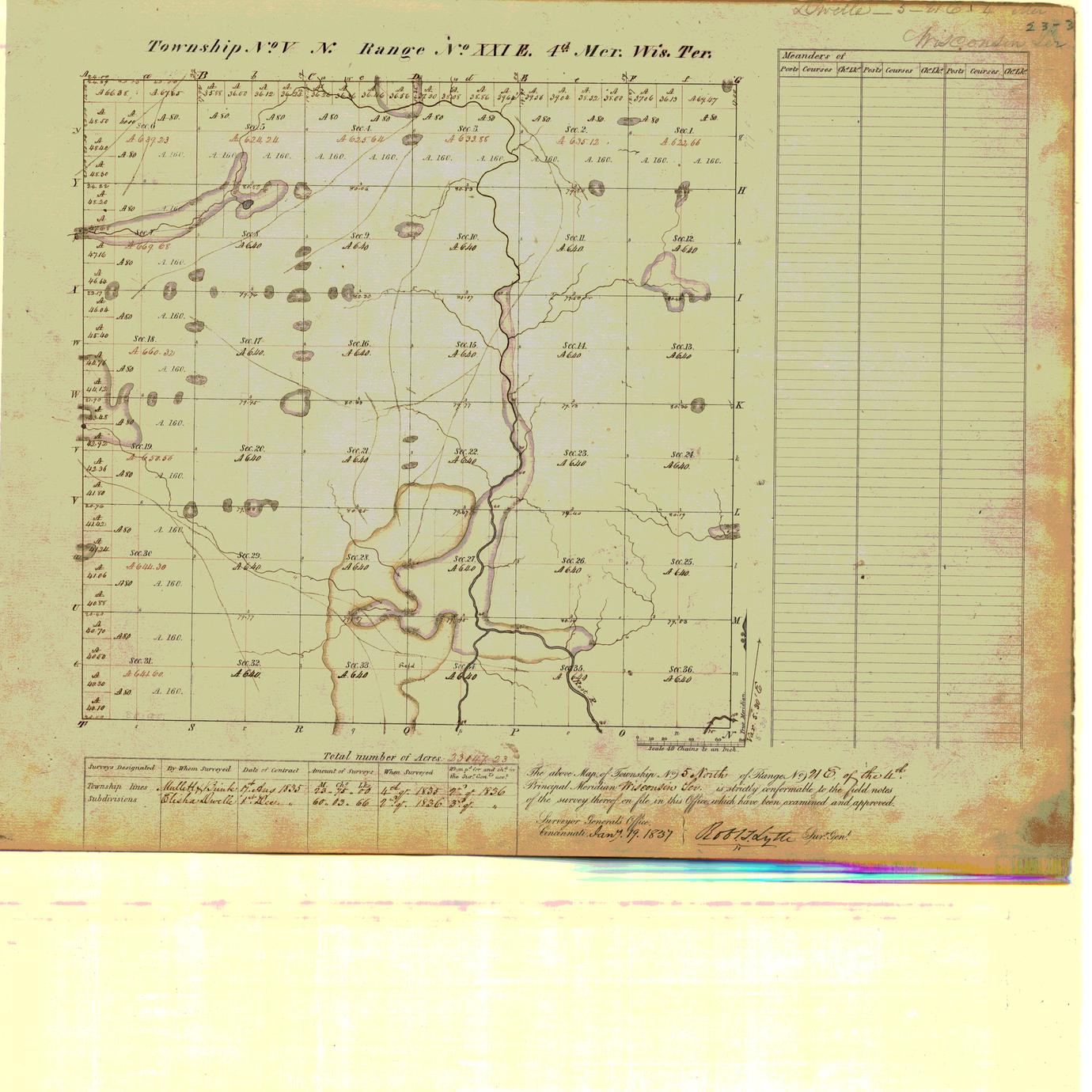 [Public Land Survey System map: Wisconsin Township 05 North, Range 21 East]