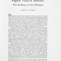 English tools in America : the evidence of the Dominys