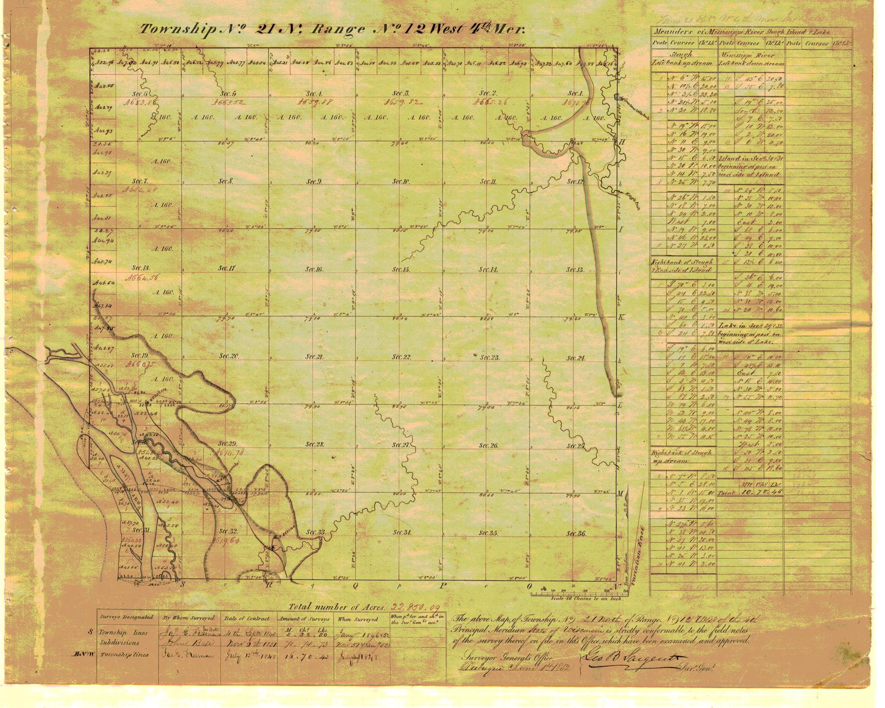 [Public Land Survey System map: Wisconsin Township 21 North, Range 12 West]